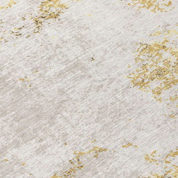 Homeroots 3' Black Gray And Ivory Abstract Washable Area Rug For Indoor And Outdoor Use - Durable Design 8' Round Polyester 599492