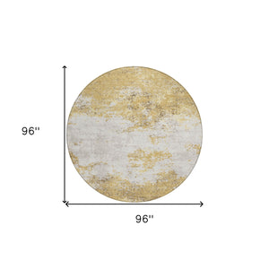 Homeroots 3' Black Gray And Ivory Abstract Washable Area Rug For Indoor And Outdoor Use - Durable Design 8' Round Polyester 599492