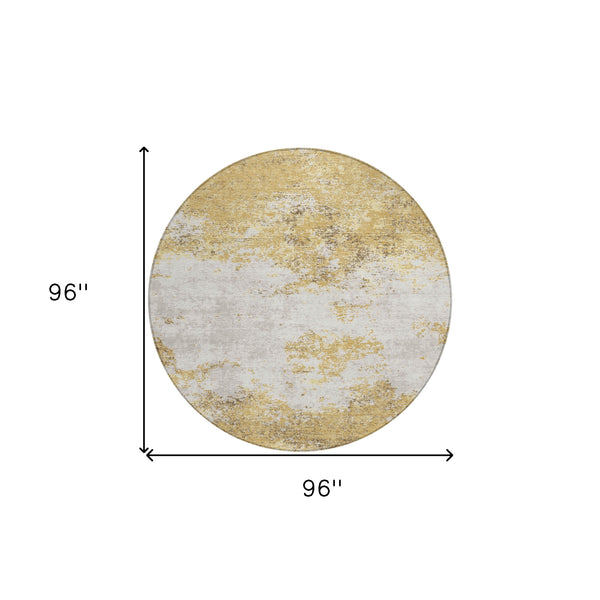 Homeroots 3' Black Gray And Ivory Abstract Washable Area Rug For Indoor And Outdoor Use - Durable Design 8' Round Polyester 599492