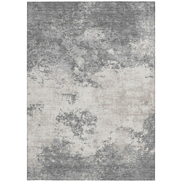 Homeroots 3' Black Gray And Ivory Abstract Washable Area Rug For Indoor And Outdoor Use - Durable Design 3' X 5' Polyester 599496