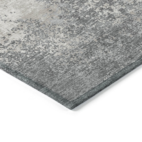 Homeroots 3' Black Gray And Ivory Abstract Washable Area Rug For Indoor And Outdoor Use - Durable Design 3' X 5' Polyester 599496