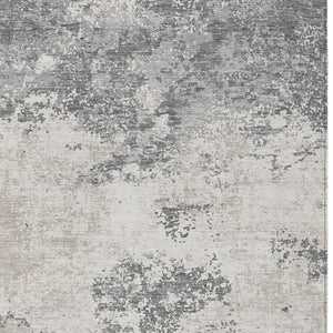 Homeroots 3' Black Gray And Ivory Abstract Washable Area Rug For Indoor And Outdoor Use - Durable Design 3' X 5' Polyester 599496