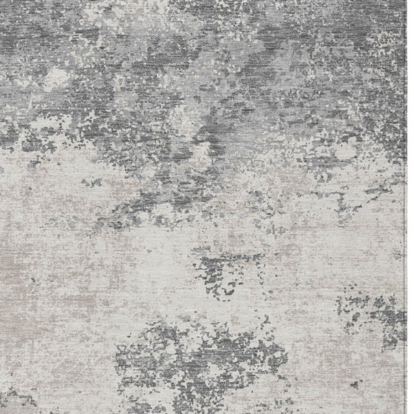 Homeroots 3' Black Gray And Ivory Abstract Washable Area Rug For Indoor And Outdoor Use - Durable Design 3' X 5' Polyester 599496