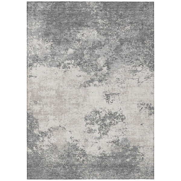 HomeRoots 5' Modern Gray and Beige Abstract Washable Area Rug for Stylish Indoor and Outdoor Spaces 5' X 8' 599497