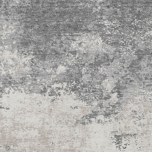 Homeroots 3' Black Gray And Ivory Abstract Washable Area Rug For Indoor And Outdoor Use - Durable Design 5' X 8' Polyester 599497