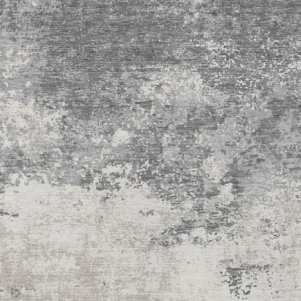 Homeroots 3' Black Gray And Ivory Abstract Washable Area Rug For Indoor And Outdoor Use - Durable Design 5' X 8' Polyester 599497