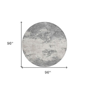 Homeroots 3' Black Gray And Ivory Abstract Washable Area Rug For Indoor And Outdoor Use - Durable Design 8' Round Polyester 599498