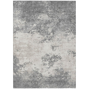 HomeRoots 5' Modern Gray and Beige Abstract Washable Area Rug for Stylish Indoor and Outdoor Spaces 8' X 10' 599499