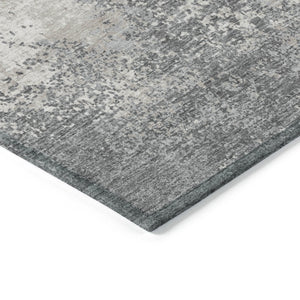 Homeroots 3' Black Gray And Ivory Abstract Washable Area Rug For Indoor And Outdoor Use - Durable Design 9' X 12' Polyester 599500
