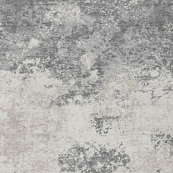 Homeroots 3' Black Gray And Ivory Abstract Washable Area Rug For Indoor And Outdoor Use - Durable Design 10' X 14' Polyester 599501