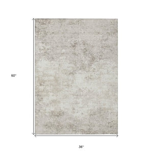 Homeroots 3' Black Gray And Ivory Abstract Washable Area Rug For Indoor And Outdoor Use - Durable Design 3' X 5' Polyester 599502