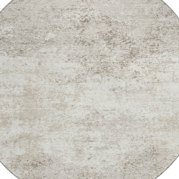 Homeroots 3' Black Gray And Ivory Abstract Washable Area Rug For Indoor And Outdoor Use - Durable Design 8' Round Polyester 599504