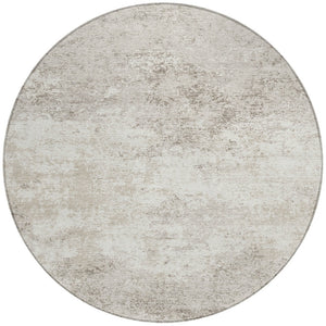 Homeroots 3' Black Gray And Ivory Abstract Washable Area Rug For Indoor And Outdoor Use - Durable Design 8' Round Polyester 599504