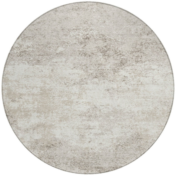 Homeroots 3' Black Gray And Ivory Abstract Washable Area Rug For Indoor And Outdoor Use - Durable Design 8' Round Polyester 599504