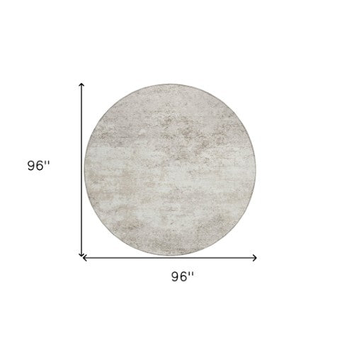 Homeroots 3' Black Gray And Ivory Abstract Washable Area Rug For Indoor And Outdoor Use - Durable Design 8' Round Polyester 599504