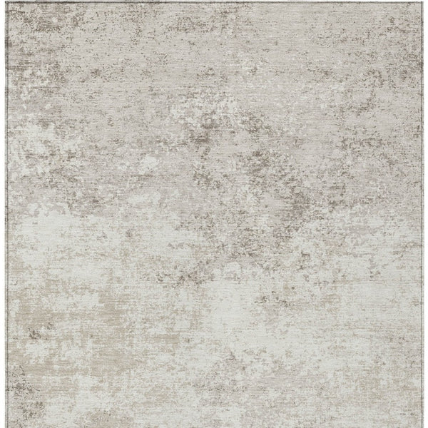 Homeroots 3' Black Gray And Ivory Abstract Washable Area Rug For Indoor And Outdoor Use - Durable Design 9' X 12' Polyester 599506