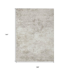 Homeroots 3' Black Gray And Ivory Abstract Washable Area Rug For Indoor And Outdoor Use - Durable Design 9' X 12' Polyester 599506