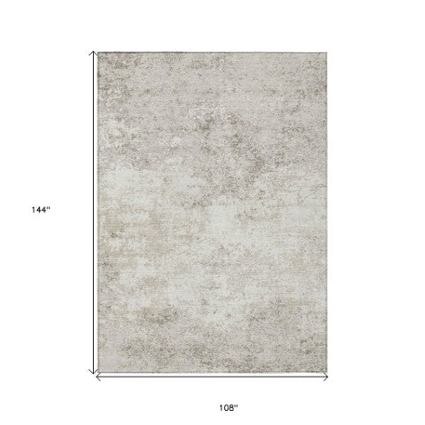 Homeroots 3' Black Gray And Ivory Abstract Washable Area Rug For Indoor And Outdoor Use - Durable Design 9' X 12' Polyester 599506