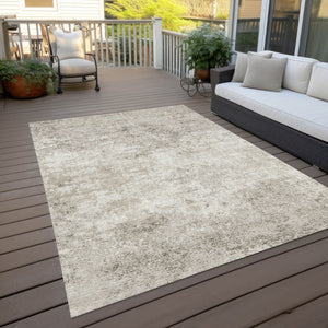 Homeroots 3' Black Gray And Ivory Abstract Washable Area Rug For Indoor And Outdoor Use - Durable Design 9' X 12' Polyester 599506