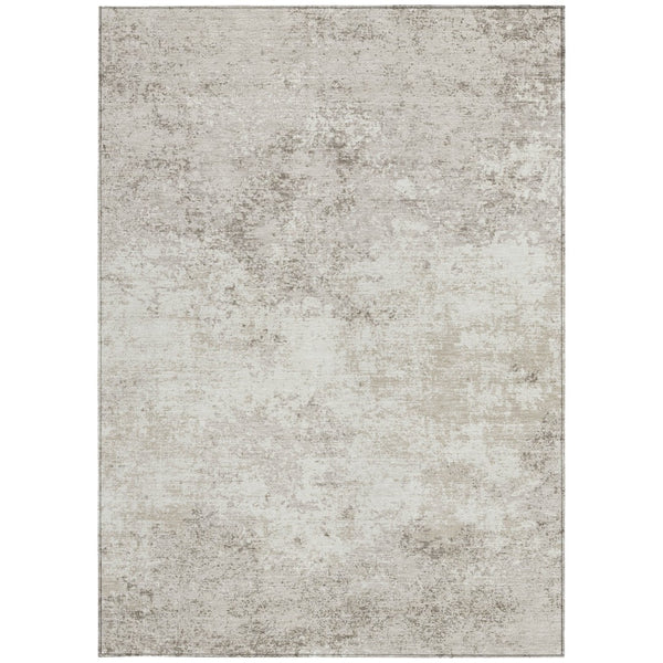Homeroots 3' Black Gray And Ivory Abstract Washable Area Rug For Indoor And Outdoor Use - Durable Design 10' X 14' Polyester 599507
