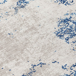 Homeroots 3' Black Gray And Ivory Abstract Washable Area Rug For Indoor And Outdoor Use - Durable Design 8' Round Polyester 599510