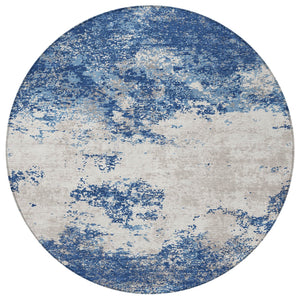 Homeroots 3' Black Gray And Ivory Abstract Washable Area Rug For Indoor And Outdoor Use - Durable Design 8' Round Polyester 599510