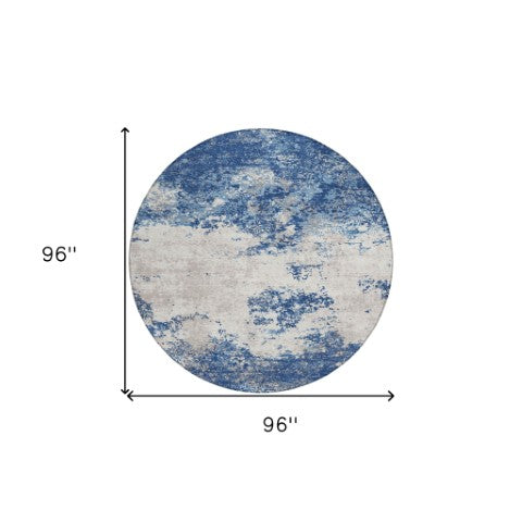 Homeroots 3' Black Gray And Ivory Abstract Washable Area Rug For Indoor And Outdoor Use - Durable Design 8' Round Polyester 599510