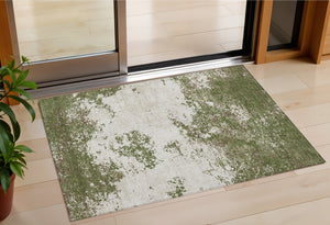 Homeroots 3' Black Gray And Ivory Abstract Washable Area Rug For Indoor And Outdoor Use - Durable Design 3' X 5' Polyester 599514