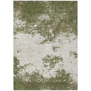 HomeRoots 5' Stylish Olive Green Gray and Ivory Abstract Indoor Outdoor Area Rug - Durable & Washable Design 5' X 8' 599515