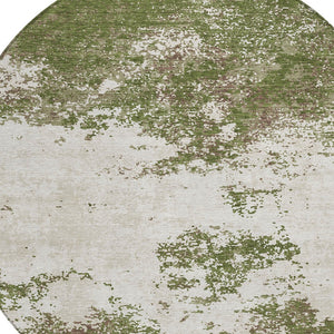 Homeroots 3' Black Gray And Ivory Abstract Washable Area Rug For Indoor And Outdoor Use - Durable Design 8' Round Polyester 599516