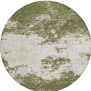 Homeroots 3' Black Gray And Ivory Abstract Washable Area Rug For Indoor And Outdoor Use - Durable Design 8' Round Polyester 599516