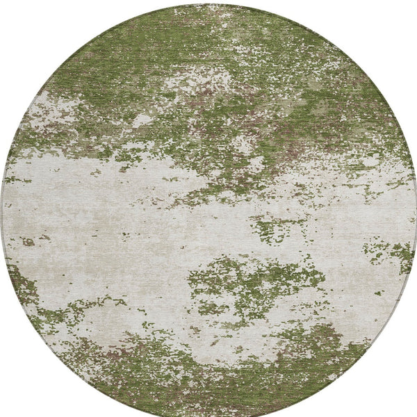 Homeroots 3' Black Gray And Ivory Abstract Washable Area Rug For Indoor And Outdoor Use - Durable Design 8' Round Polyester 599516