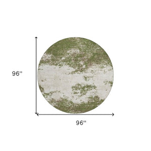 Homeroots 3' Black Gray And Ivory Abstract Washable Area Rug For Indoor And Outdoor Use - Durable Design 8' Round Polyester 599516