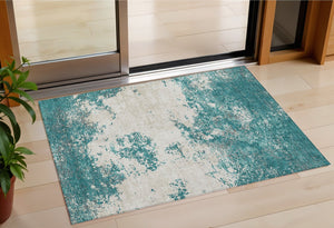 Homeroots 3' Black Gray And Ivory Abstract Washable Area Rug For Indoor And Outdoor Use - Durable Design 3' X 5' Polyester 599520