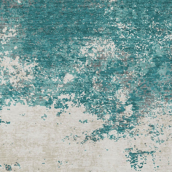 Homeroots 3' Black Gray And Ivory Abstract Washable Area Rug For Indoor And Outdoor Use - Durable Design 5' X 8' Polyester 599521