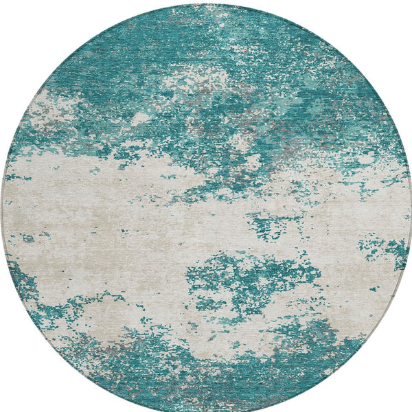 Homeroots 3' Black Gray And Ivory Abstract Washable Area Rug For Indoor And Outdoor Use - Durable Design 8' Round Polyester 599522