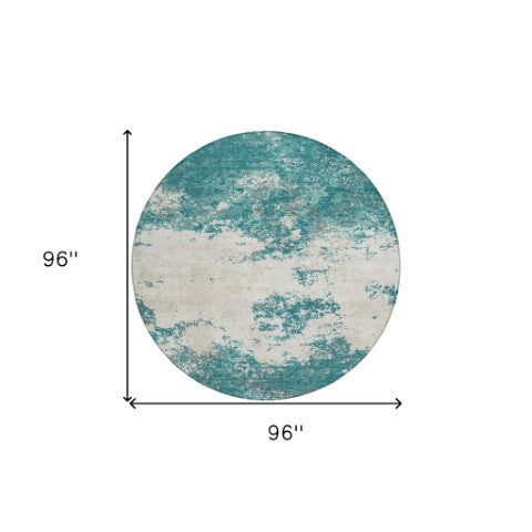 Homeroots 3' Black Gray And Ivory Abstract Washable Area Rug For Indoor And Outdoor Use - Durable Design 8' Round Polyester 599522