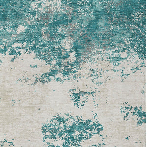 Homeroots 3' Black Gray And Ivory Abstract Washable Area Rug For Indoor And Outdoor Use - Durable Design 8' X 10' Polyester 599523