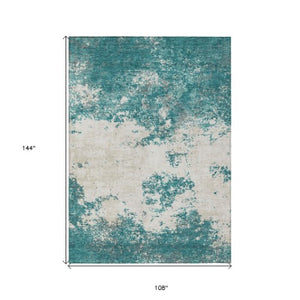 Homeroots 3' Black Gray And Ivory Abstract Washable Area Rug For Indoor And Outdoor Use - Durable Design 9' X 12' Polyester 599524