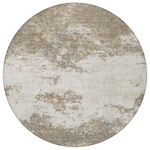 Homeroots 3' Black Gray And Ivory Abstract Washable Area Rug For Indoor And Outdoor Use - Durable Design 8' Round Polyester 599528