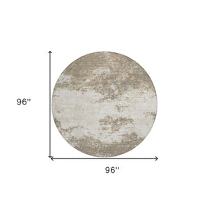 Homeroots 3' Black Gray And Ivory Abstract Washable Area Rug For Indoor And Outdoor Use - Durable Design 8' Round Polyester 599528