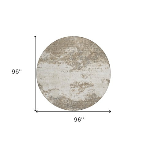 Homeroots 3' Black Gray And Ivory Abstract Washable Area Rug For Indoor And Outdoor Use - Durable Design 8' Round Polyester 599528