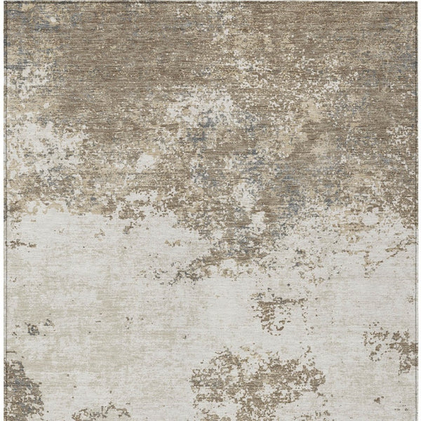 Homeroots 3' Black Gray And Ivory Abstract Washable Area Rug For Indoor And Outdoor Use - Durable Design 9' X 12' Polyester 599530