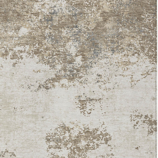 Homeroots 3' Black Gray And Ivory Abstract Washable Area Rug For Indoor And Outdoor Use - Durable Design 9' X 12' Polyester 599530