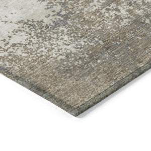 Homeroots 3' Black Gray And Ivory Abstract Washable Area Rug For Indoor And Outdoor Use - Durable Design 10' X 14' Polyester 599531