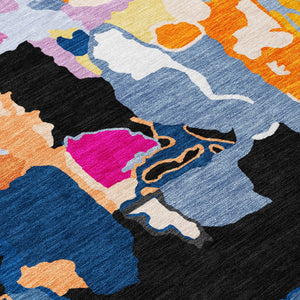 Homeroots 3' Aqua Green And Pink Abstract Washable Indoor Outdoor Area Rug - Perfect For Any Space! 3' X 5' Polyester 599538