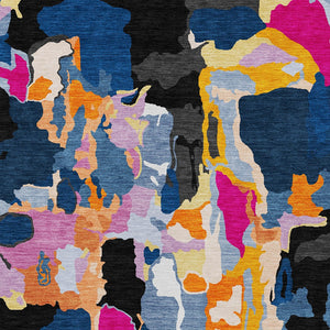 Homeroots 3' Aqua Green And Pink Abstract Washable Indoor Outdoor Area Rug - Perfect For Any Space! 5' X 8' Polyester 599539