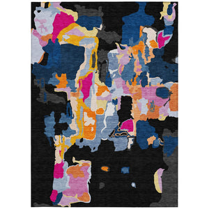 Homeroots 3' Aqua Green And Pink Abstract Washable Indoor Outdoor Area Rug - Perfect For Any Space! 9' X 12' Polyester 599542