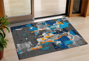 Homeroots 3' Aqua Green And Pink Abstract Washable Indoor Outdoor Area Rug - Perfect For Any Space! 3' X 5' Polyester 599544