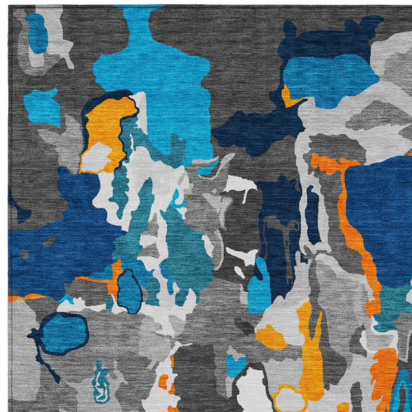 Homeroots 3' Aqua Green And Pink Abstract Washable Indoor Outdoor Area Rug - Perfect For Any Space! 3' X 5' Polyester 599544